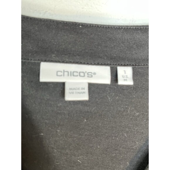 Chicos Silky feel sleeve black solid blouse Sleeve  1 Top M 6 8 - Picture 3 of 8